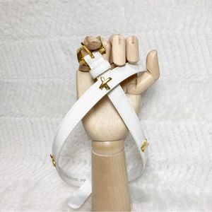 Rose Red White Leather Belt Gold X Stations NWOT